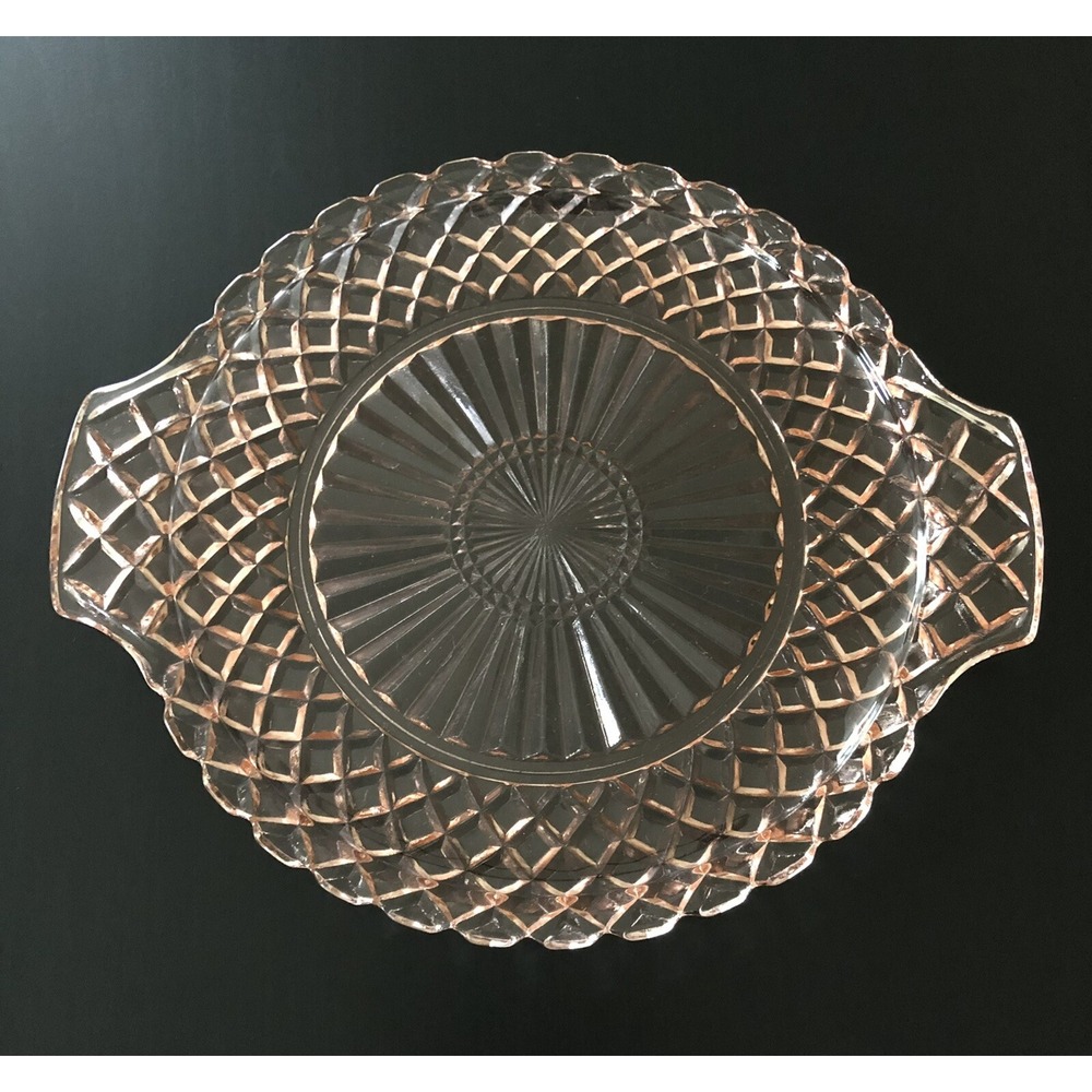 Pink Depression Glass Anchor Hocking Waterford Waffleβ Sandwich Serving Tray 12"